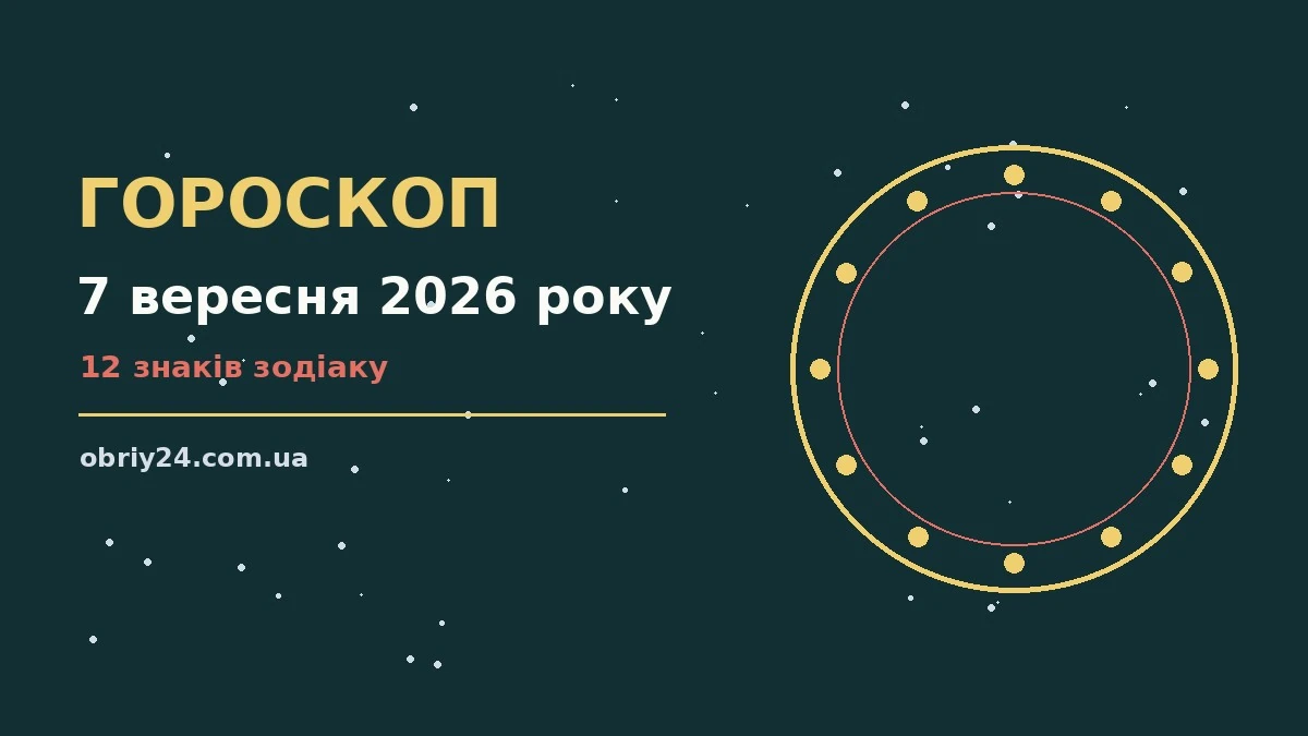 Гороскоп на 7 вересня 2026 року — символічне зображення зодіакального кола у теплих осінніх відтінках